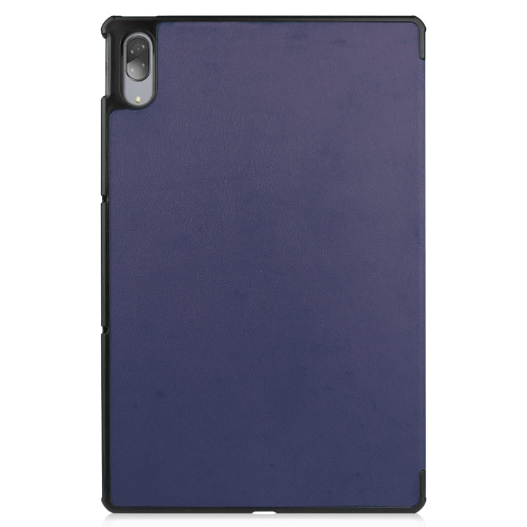For Lenovo Tab P11 Pro (TB-XJ706F) Custer Texture Horizontal Flip Leather Case with Three-folding Holder & Sleep / Wake-up Function(Dark Blue)