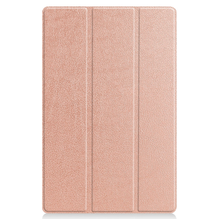 For Lenovo Tab P11 Pro (TB-XJ706F) Custer Texture Horizontal Flip Leather Case with Three-folding Holder & Sleep / Wake-up Function(Rose Gold)