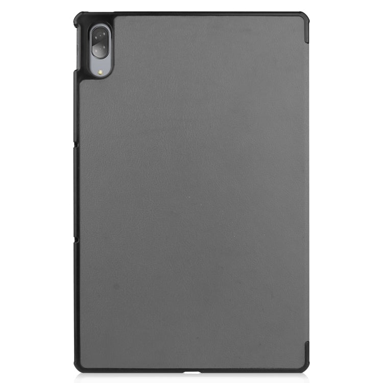 For Lenovo Tab P11 Pro (TB-XJ706F) Custer Texture Horizontal Flip Leather Case with Three-folding Holder & Sleep / Wake-up Function(Grey)