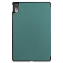 For Lenovo Tab P11 Pro (TB-XJ706F) Custer Texture Horizontal Flip Leather Case with Three-folding Holder & Sleep / Wake-up Function(Dark Green)