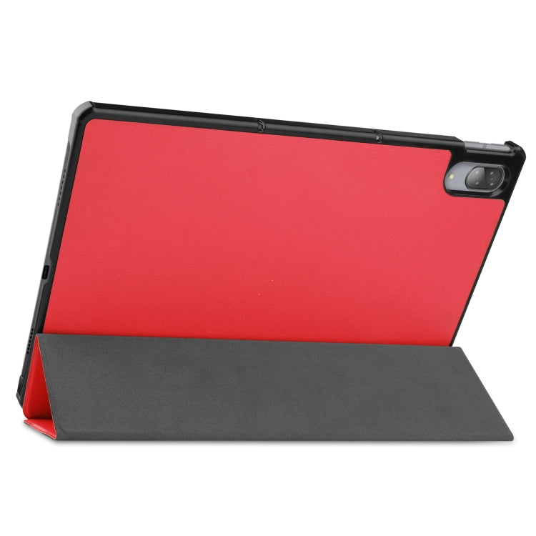 For Lenovo Tab P11 Pro (TB-XJ706F) Custer Texture Horizontal Flip Leather Case with Three-folding Holder & Sleep / Wake-up Function(Red)