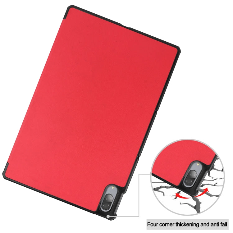 For Lenovo Tab P11 Pro (TB-XJ706F) Custer Texture Horizontal Flip Leather Case with Three-folding Holder & Sleep / Wake-up Function(Red)