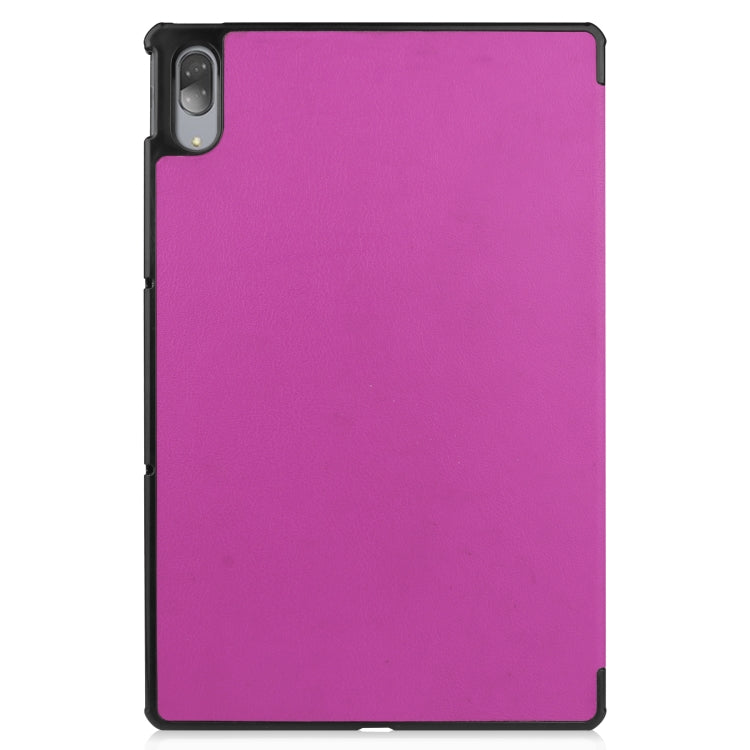 For Lenovo Tab P11 Pro (TB-XJ706F) Custer Texture Horizontal Flip Leather Case with Three-folding Holder & Sleep / Wake-up Function(Purple)