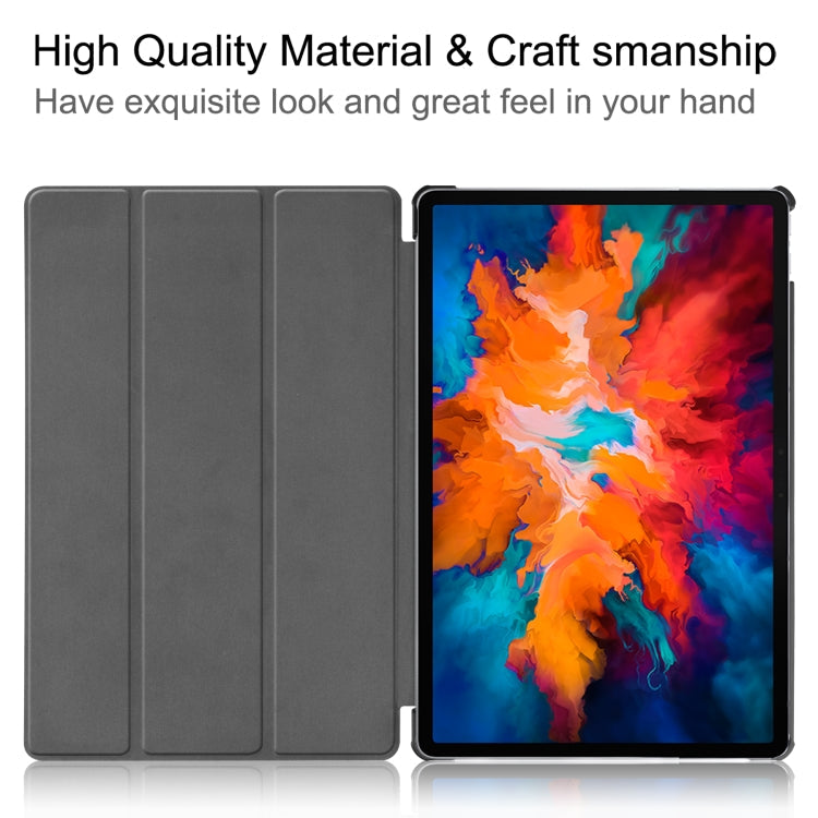 For Lenovo Tab P11 Pro (TB-XJ706F) Custer Texture Horizontal Flip Leather Case with Three-folding Holder & Sleep / Wake-up Function(Purple)