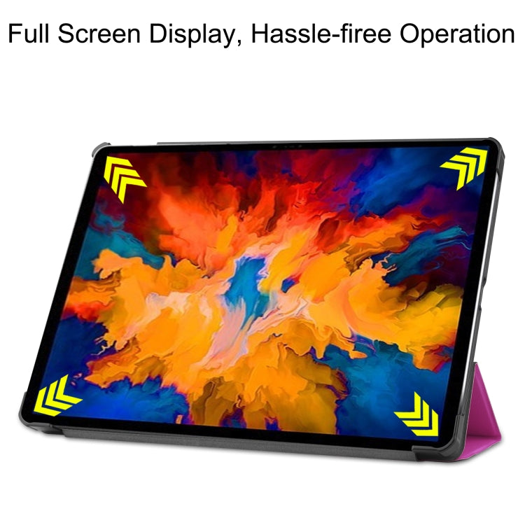 For Lenovo Tab P11 Pro (TB-XJ706F) Custer Texture Horizontal Flip Leather Case with Three-folding Holder & Sleep / Wake-up Function(Purple)