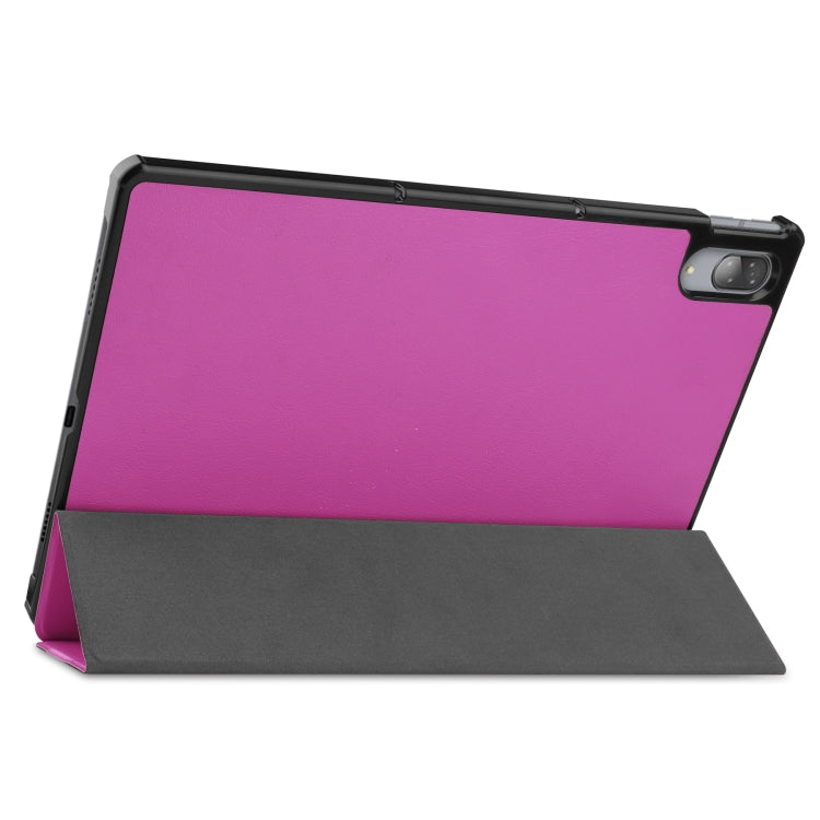 For Lenovo Tab P11 Pro (TB-XJ706F) Custer Texture Horizontal Flip Leather Case with Three-folding Holder & Sleep / Wake-up Function(Purple)