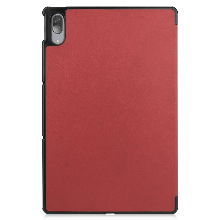 For Lenovo Tab P11 Pro (TB-XJ706F) Custer Texture Horizontal Flip Leather Case with Three-folding Holder & Sleep / Wake-up Function(Wine Red)