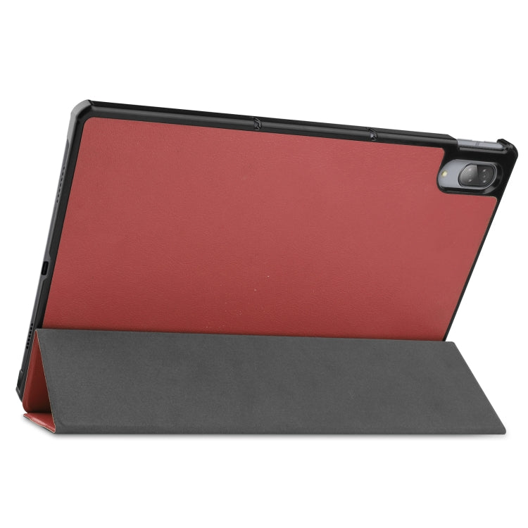 For Lenovo Tab P11 Pro (TB-XJ706F) Custer Texture Horizontal Flip Leather Case with Three-folding Holder & Sleep / Wake-up Function(Wine Red)