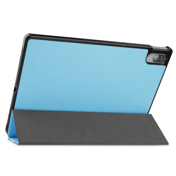 For Lenovo Tab P11 Pro (TB-XJ706F) Custer Texture Horizontal Flip Leather Case with Three-folding Holder & Sleep / Wake-up Function(Sky Blue)
