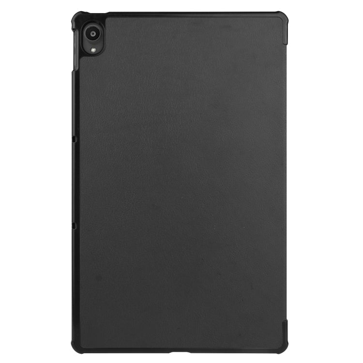 For Lenovo Tab P11 TB-J606F /Tab P11 5G Three-folding Custer Texture Smart Leather Tablet Case(Black)