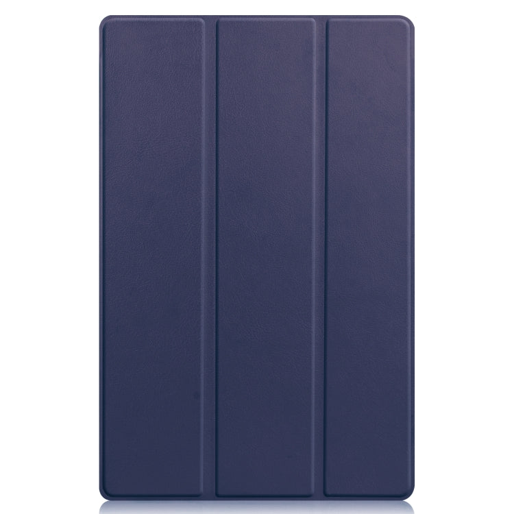For Lenovo Tab P11 TB-J606F /Tab P11 5G Three-folding Custer Texture Smart Leather Tablet Case(Dark Blue)