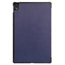 For Lenovo Tab P11 TB-J606F /Tab P11 5G Three-folding Custer Texture Smart Leather Tablet Case(Dark Blue)