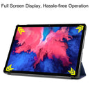 For Lenovo Tab P11 TB-J606F /Tab P11 5G Three-folding Custer Texture Smart Leather Tablet Case(Dark Blue)