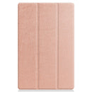 For Lenovo Tab P11 TB-J606F /Tab P11 5G Three-folding Custer Texture Smart Leather Tablet Case(Rose Gold)
