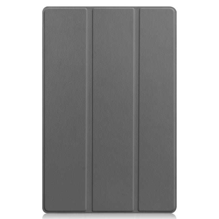For Lenovo Tab P11 TB-J606F /Tab P11 5G Three-folding Custer Texture Smart Leather Tablet Case(Grey)
