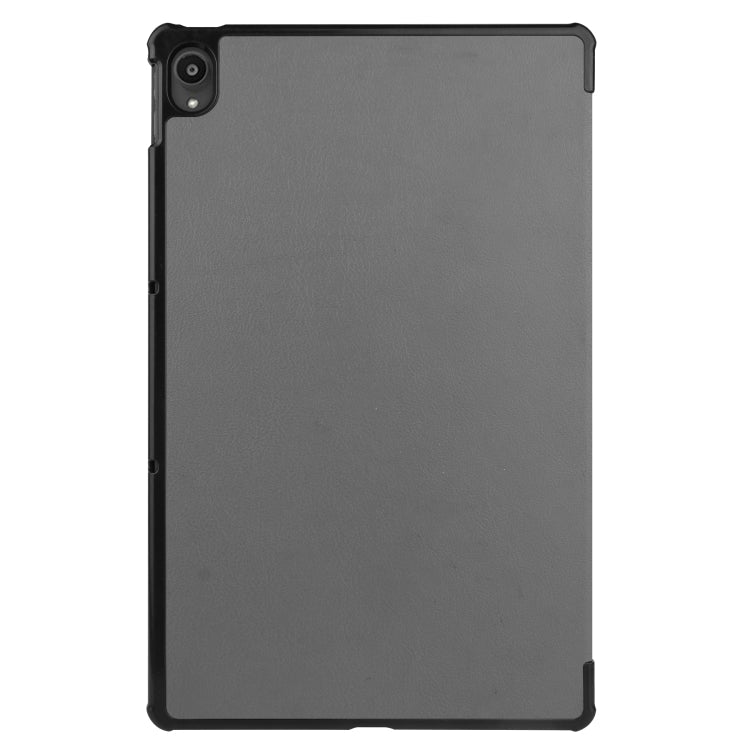 For Lenovo Tab P11 TB-J606F /Tab P11 5G Three-folding Custer Texture Smart Leather Tablet Case(Grey)