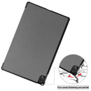 For Lenovo Tab P11 TB-J606F /Tab P11 5G Three-folding Custer Texture Smart Leather Tablet Case(Grey)
