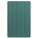 For Lenovo Tab P11 TB-J606F /Tab P11 5G Three-folding Custer Texture Smart Leather Tablet Case(Dark Green)