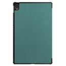For Lenovo Tab P11 TB-J606F /Tab P11 5G Three-folding Custer Texture Smart Leather Tablet Case(Dark Green)