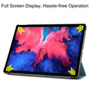 For Lenovo Tab P11 TB-J606F /Tab P11 5G Three-folding Custer Texture Smart Leather Tablet Case(Dark Green)