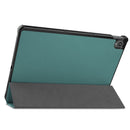 For Lenovo Tab P11 TB-J606F /Tab P11 5G Three-folding Custer Texture Smart Leather Tablet Case(Dark Green)
