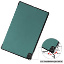 For Lenovo Tab P11 TB-J606F /Tab P11 5G Three-folding Custer Texture Smart Leather Tablet Case(Dark Green)