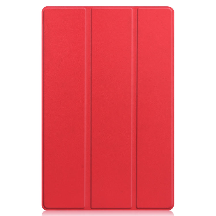 For Lenovo Tab P11 TB-J606F /Tab P11 5G Three-folding Custer Texture Smart Leather Tablet Case(Red)