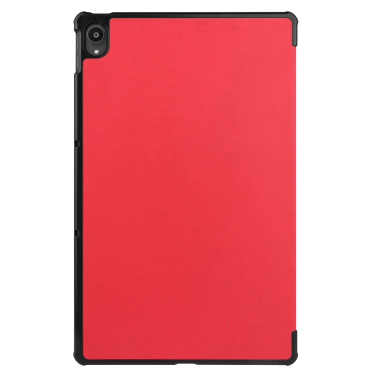 For Lenovo Tab P11 TB-J606F /Tab P11 5G Three-folding Custer Texture Smart Leather Tablet Case(Red)