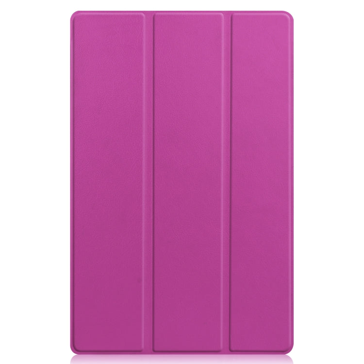 For Lenovo Tab P11 TB-J606F /Tab P11 5G Three-folding Custer Texture Smart Leather Tablet Case(Purple)