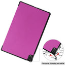For Lenovo Tab P11 TB-J606F /Tab P11 5G Three-folding Custer Texture Smart Leather Tablet Case(Purple)