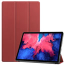 For Lenovo Tab P11 TB-J606F /Tab P11 5G Three-folding Custer Texture Smart Leather Tablet Case(Wine Red)