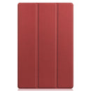 For Lenovo Tab P11 TB-J606F /Tab P11 5G Three-folding Custer Texture Smart Leather Tablet Case(Wine Red)