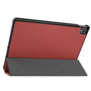 For Lenovo Tab P11 TB-J606F /Tab P11 5G Three-folding Custer Texture Smart Leather Tablet Case(Wine Red)