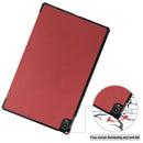For Lenovo Tab P11 TB-J606F /Tab P11 5G Three-folding Custer Texture Smart Leather Tablet Case(Wine Red)