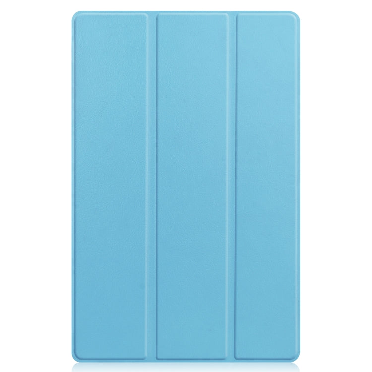 For Lenovo Tab P11 TB-J606F /Tab P11 5G Three-folding Custer Texture Smart Leather Tablet Case(Sky Blue)