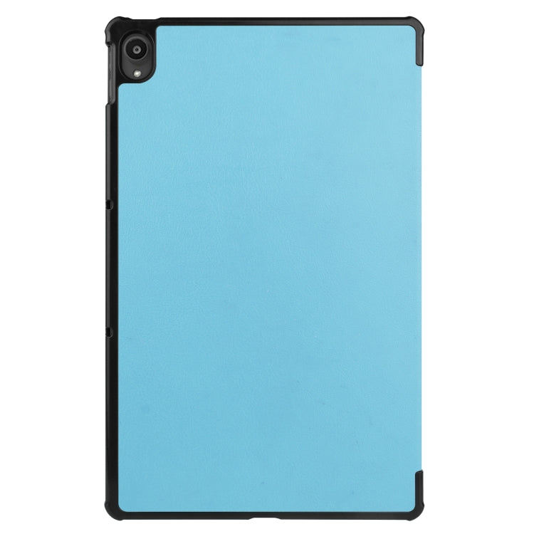 For Lenovo Tab P11 TB-J606F /Tab P11 5G Three-folding Custer Texture Smart Leather Tablet Case(Sky Blue)