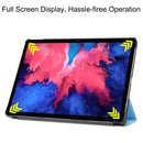 For Lenovo Tab P11 TB-J606F /Tab P11 5G Three-folding Custer Texture Smart Leather Tablet Case(Sky Blue)