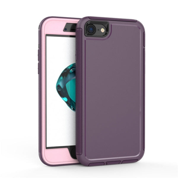 360 All-inclusive Shockproof Precise Hole PC + TPU Protective Case For iPhone SE 2022 / SE 2020 / 8 / 7(Purple)