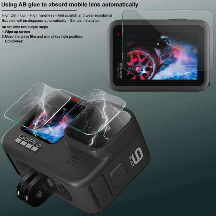 For GoPro HERO9 IMAK 3 in 1 Camera Lens and Screen Tempered Glass Film