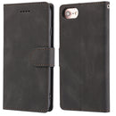 For iPhone SE 2022 / SE 2020 / 8 / 7 Fantasy Classic Skin-feel Calfskin Texture Magnetic Buckle Horizontal Flip PU Leather Case with Holder & Card Slot & Wallet(Black)