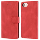 For iPhone SE 2022 / SE 2020 / 8 / 7 Fantasy Classic Skin-feel Calfskin Texture Magnetic Buckle Horizontal Flip PU Leather Case with Holder & Card Slot & Wallet(Red)