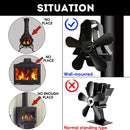 YL-106 5-Blade High Temperature Aluminum Heat Powered Fireplace Stove Fan(Black)