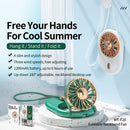 WK WT-F20 USB Charging Hanging Neck Desktop Folding Handheld Fan (White)