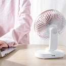 D77 4W Micro USB & USB-C / Type-C Rechargeable Portable Four-speed Adjustable Automatic Head Shaking Desktop Fan(Silver)