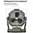 X35 Portable Outdoor Camping USB Charging Stepless Speed Regulation Fan with LED Light (Army Green)