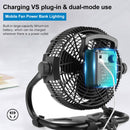 X40 Portable Outdoor Camping USB Charging Stepless Speed Regulation Fan with LED Light (Black)
