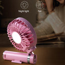 S2 Portable Foldable Handheld Electric Fan, with 3 Speed Control & Night Light (Pink)