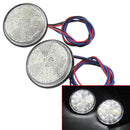 2 Pcs Round 3528 SMD 24 LED White Car Auto Rear Tail Brake Light DC 12V