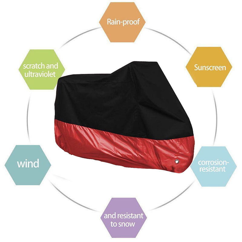 1 x Waterproof XL Motorcycle Cover Large Black Red Bike Motorbike Rain  Best
