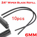 10 Pcs 24'' 6mm Car Bus Silicone Universal Frameless Windshield Wiper Blade